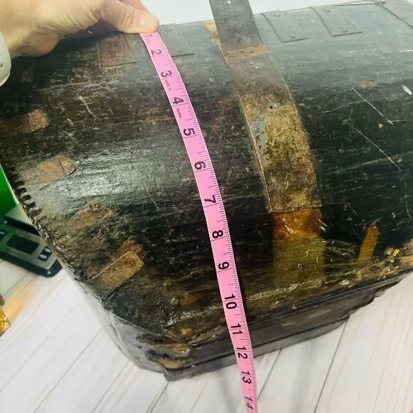 Antique Chinese Rice Grain Harvest Basket Bucket Scoop Measure Wood Baskets & Bins